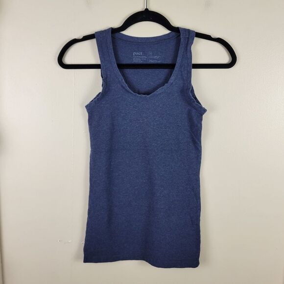🎈Pact Cool Stretch Fitted French Navy Blue Heather Tank Top - Picture 6 of 10